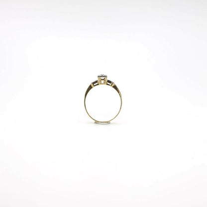 Vintage Genuine Diamond in 14K Yellow and White Gold Engagement Ring