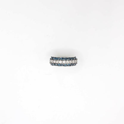 Vintage Genuine Earth Mined Blue and White Diamond Half Eternity Band