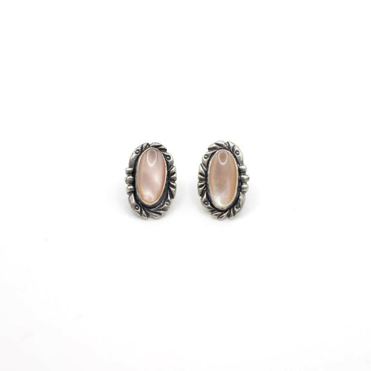 Vintage Genuine Mother of Pearl and Sterling Earrings