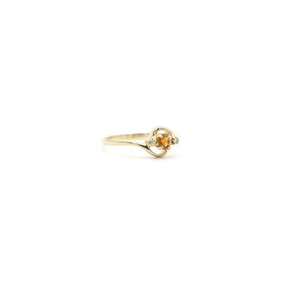 Vintage Genuine Diamond and Garnet Ring In 14K Yellow Gold