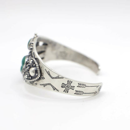 Vintage Maisels Sterling Silver Fred Harvey Era Genuine Turquoise Cuff Bracelet