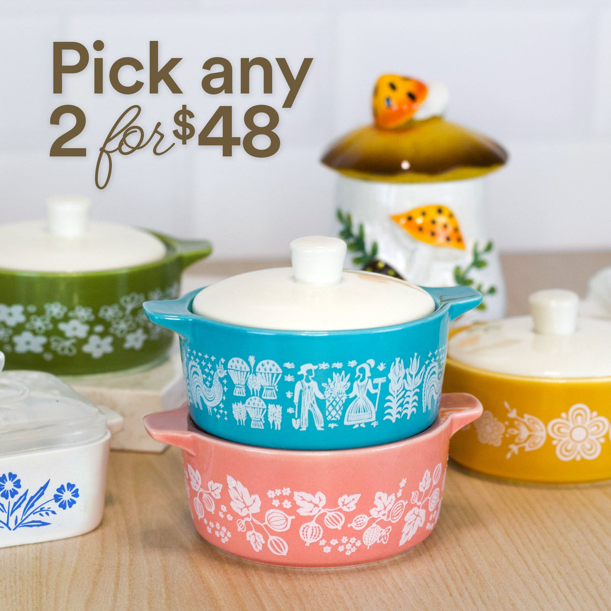 Pyrex-Inspired Spring Blossom Casserole Ceramic Trinket Box