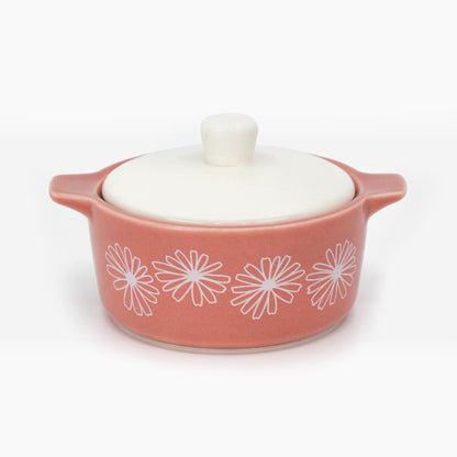 Pyrex-Inspired Pink Daisy Casserole Ceramic Trinket Box