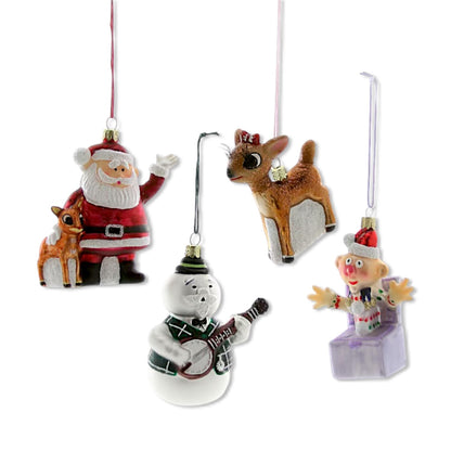 Retro Rudolph Characters Glass Ornaments