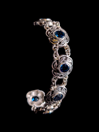 Vintage Rare 3 Piece Designer Shube Dakota West Genuine London Blue Topaz Oxidized 105g Sterling Silver Necklace, Bracelet, and Earrings Set