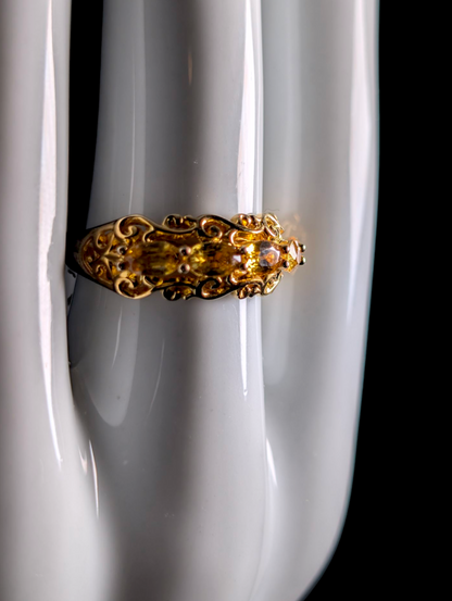 Vintage East West Oval Cut Genuine Yellow Sapphire 18k Yellow Gold Vermeil Filigree Ring