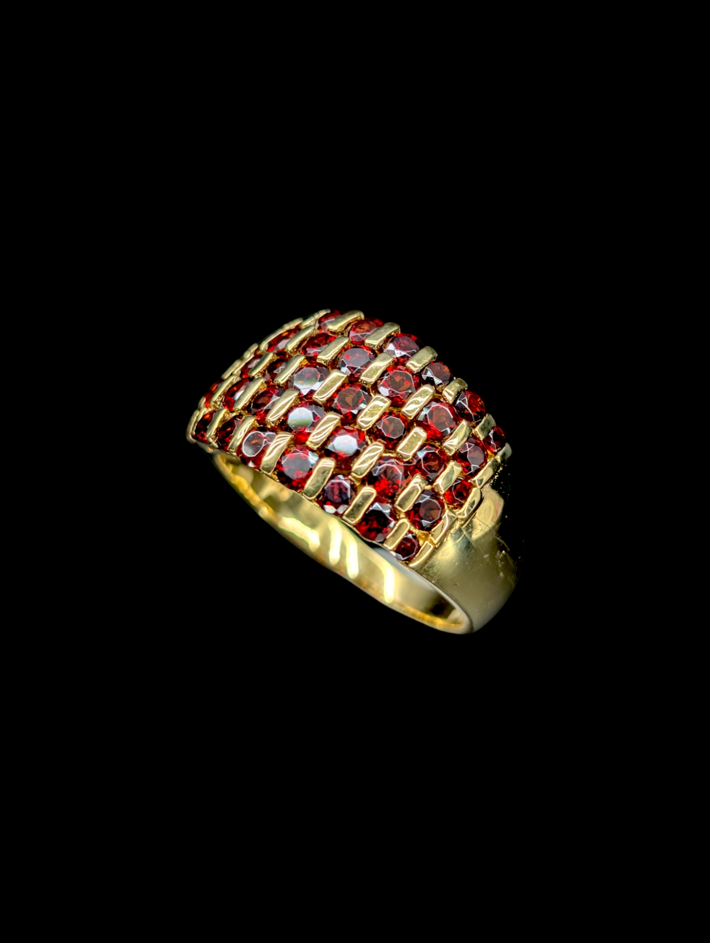 Vintage Large Genuine Red Garnet 14k Yellow Gold Vermeil Statement 925 Ring