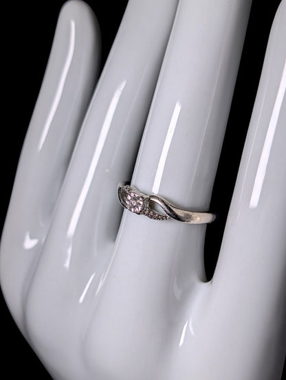 Vintage Round Cut Genuine Diamond Solitaire Stackable Engagement Ring