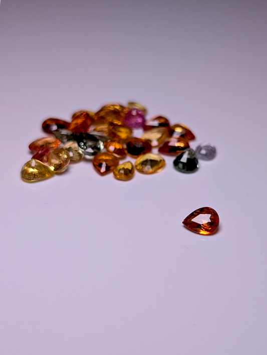 Genuine Orange Sapphire Pear Cut .2 - .6 Carat 5mm x 4mm +/- Loose Gemstone