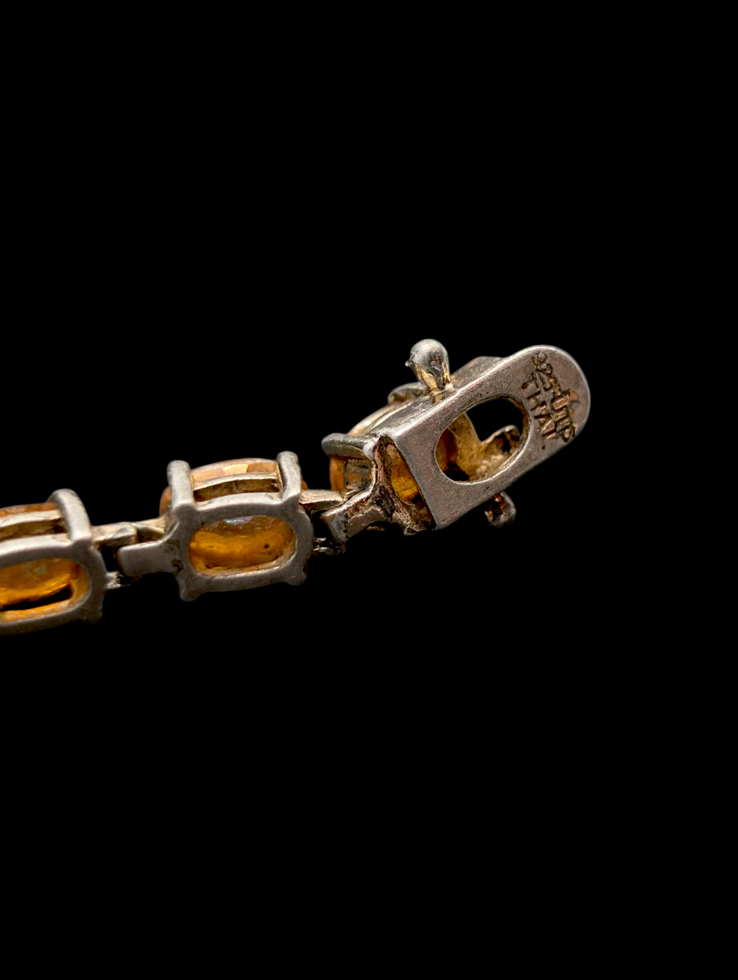 Vintage 14+ Carat Oval Cut Orange Genuine Mexican Fire Opal Pink and Blue Flash Sterling Silver Tennis Bracelet