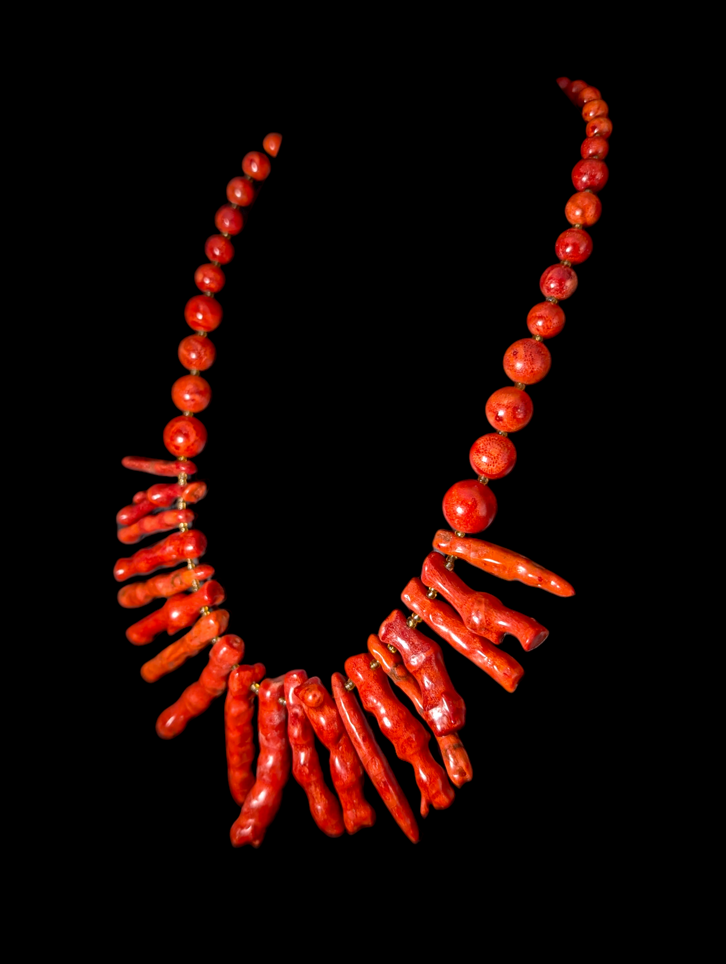 Vintage Lee Sands Genuine Branch Red Coral Graduating Statement Necklace