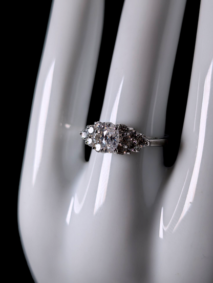 Vintage 1930's-1940's Inspired Simulated Diamond Silver Toned Vacation Ring