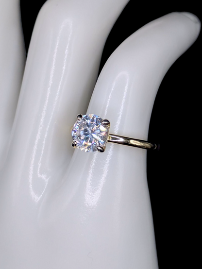 Vintage Round Brilliant Cut Simulated Diamond Solitaire Dainty Gold over Sterling Silver Vacation Ring