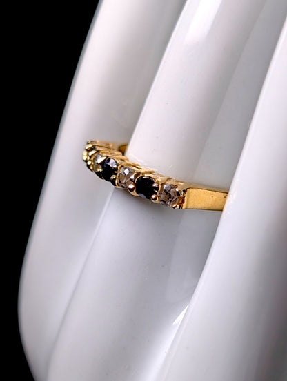 Vintage Genuine Sapphire and Simulated Diamond 18k Yellow Gold over Sterling Band Ring