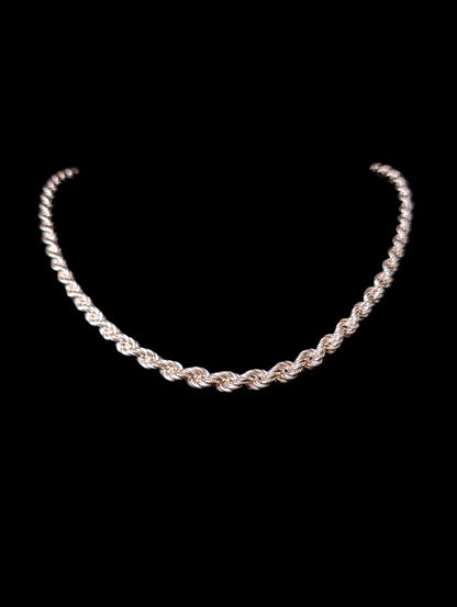 Vintage La Dea Bendata Designer Sterling Silver Rope Twist Necklace and Bracelet Set