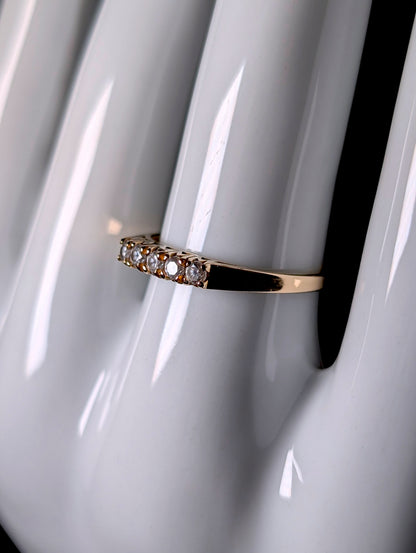 Vintage Dainty 14k Yellow Gold Simulated Diamond Wedding Ring Band