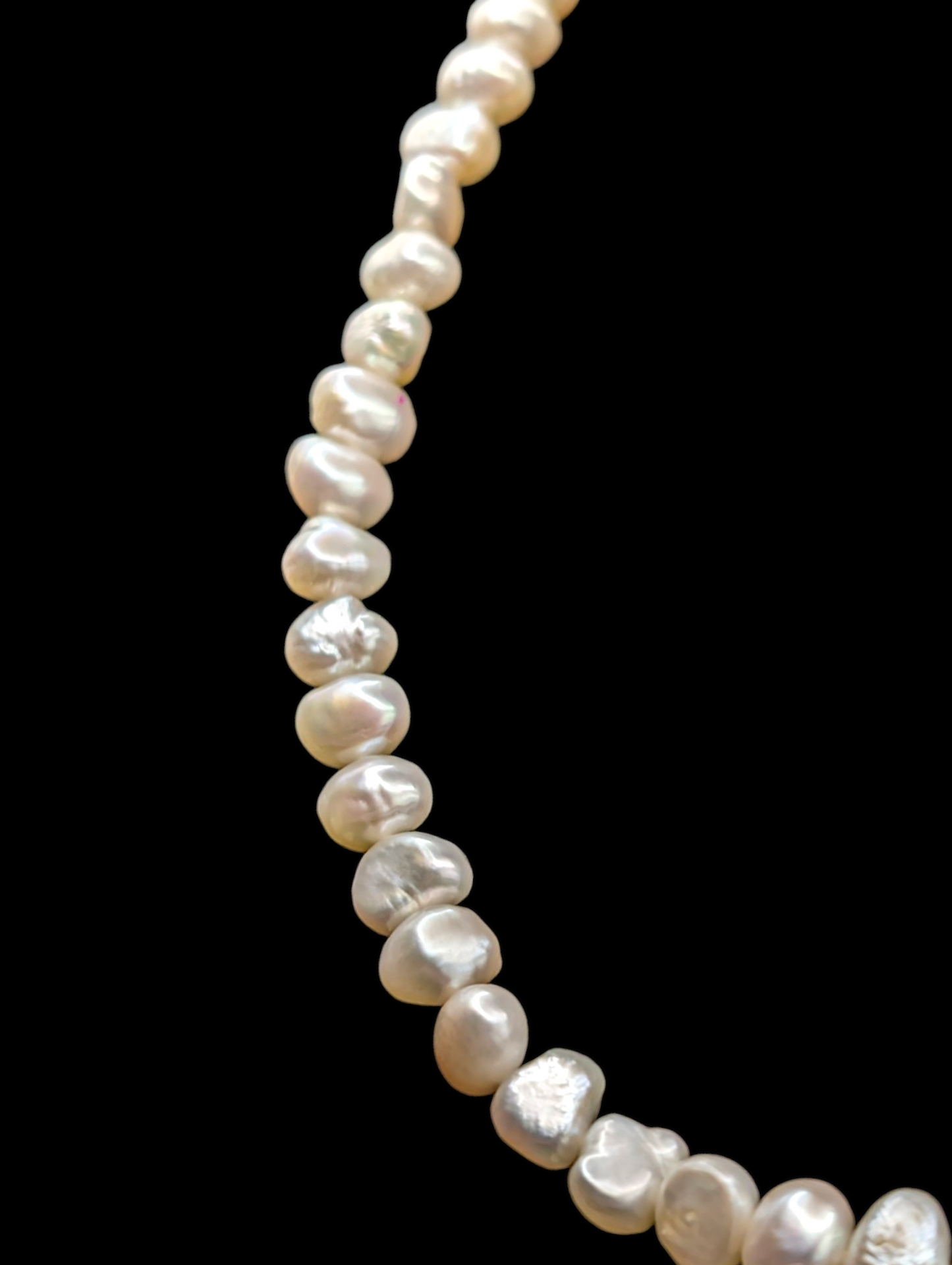 Vintage Sterling Silver Genuine Baroque Freshwater 7mm Pearl Necklace