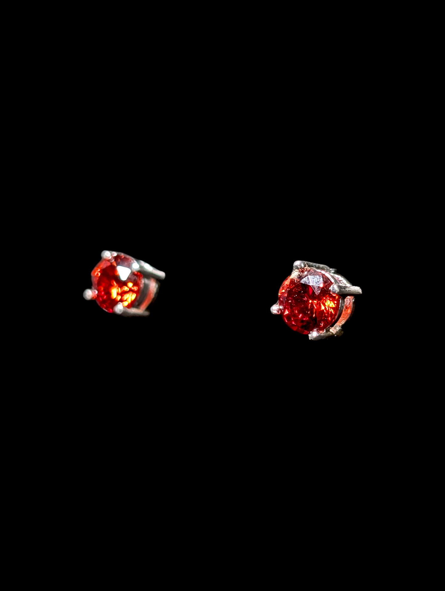 Round Brilliant Cut 2 Carat Genuine Mandarin Garnet Sterling Silver Post Earrings