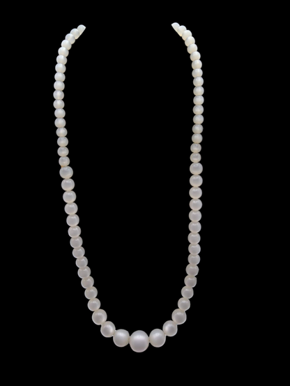 1950s Vintage Lucite White Moonglow Graduating Bead Necklace