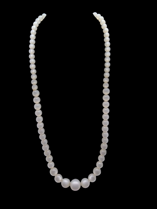 1950s Vintage Lucite White Moonglow Graduating Bead Necklace