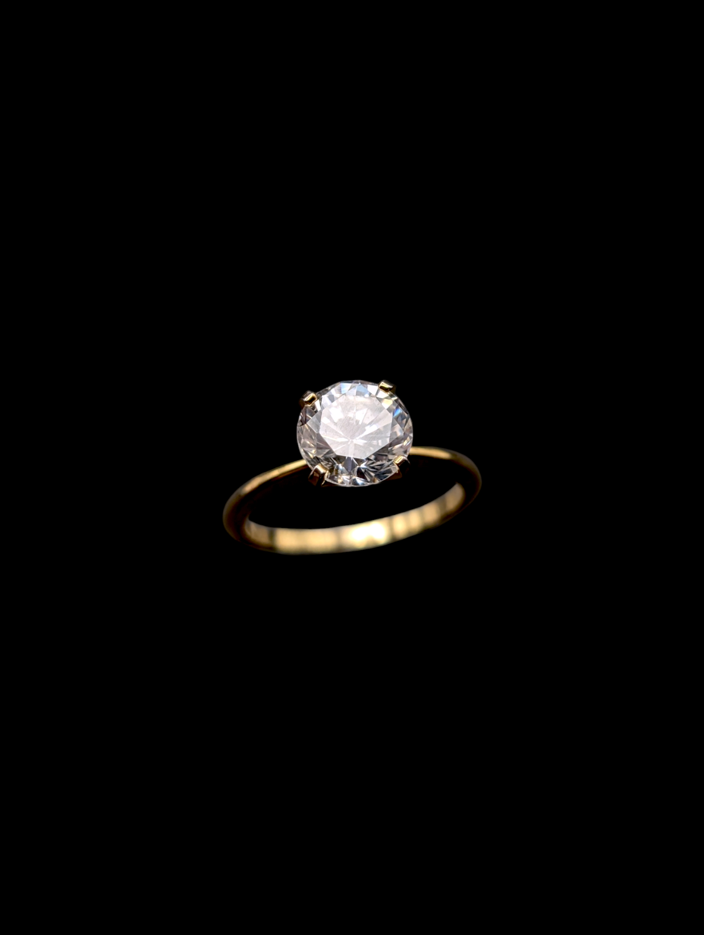 Vintage 2 Carat Round Cut Simulated Diamond Solitaire 14k Gold Vermeil Engagement Ring