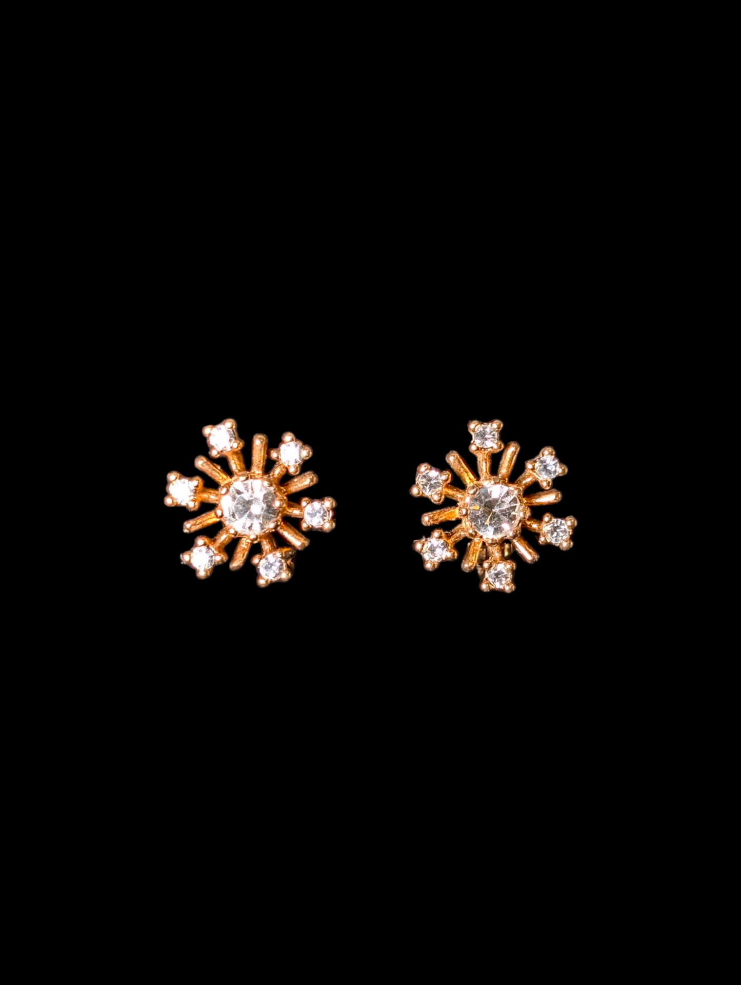 Vintage Avon Rhinestone Starburst Snowflake Earrings