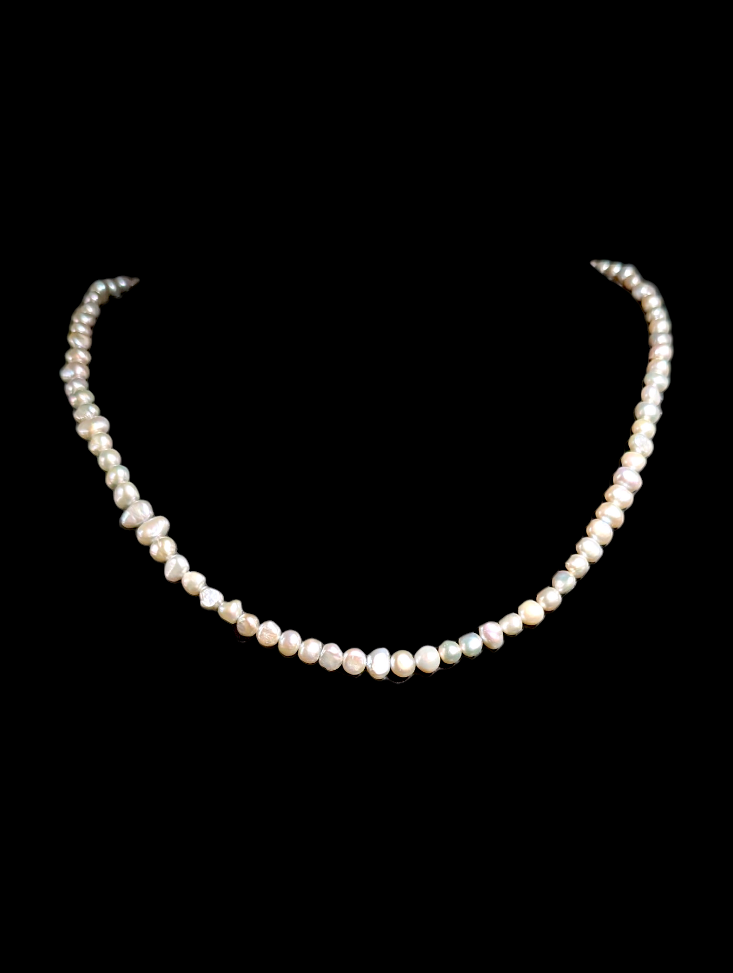 Vintage Genuine Gray Freshwater Pearl Gold Toned Box Clasp Necklace