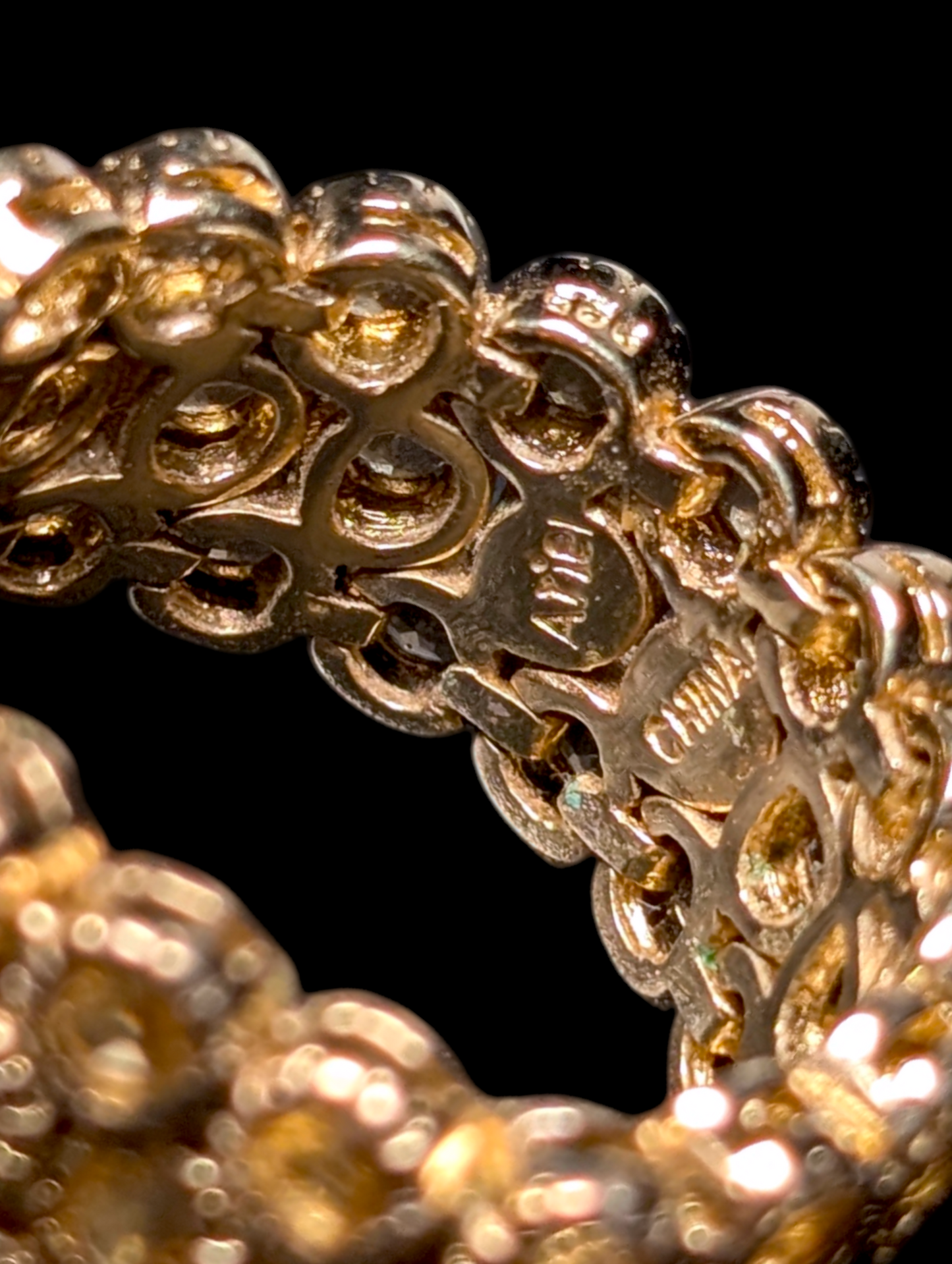 Vintage Ariel Linked Genuine Citrine Infinity Band Gold Toned Ring