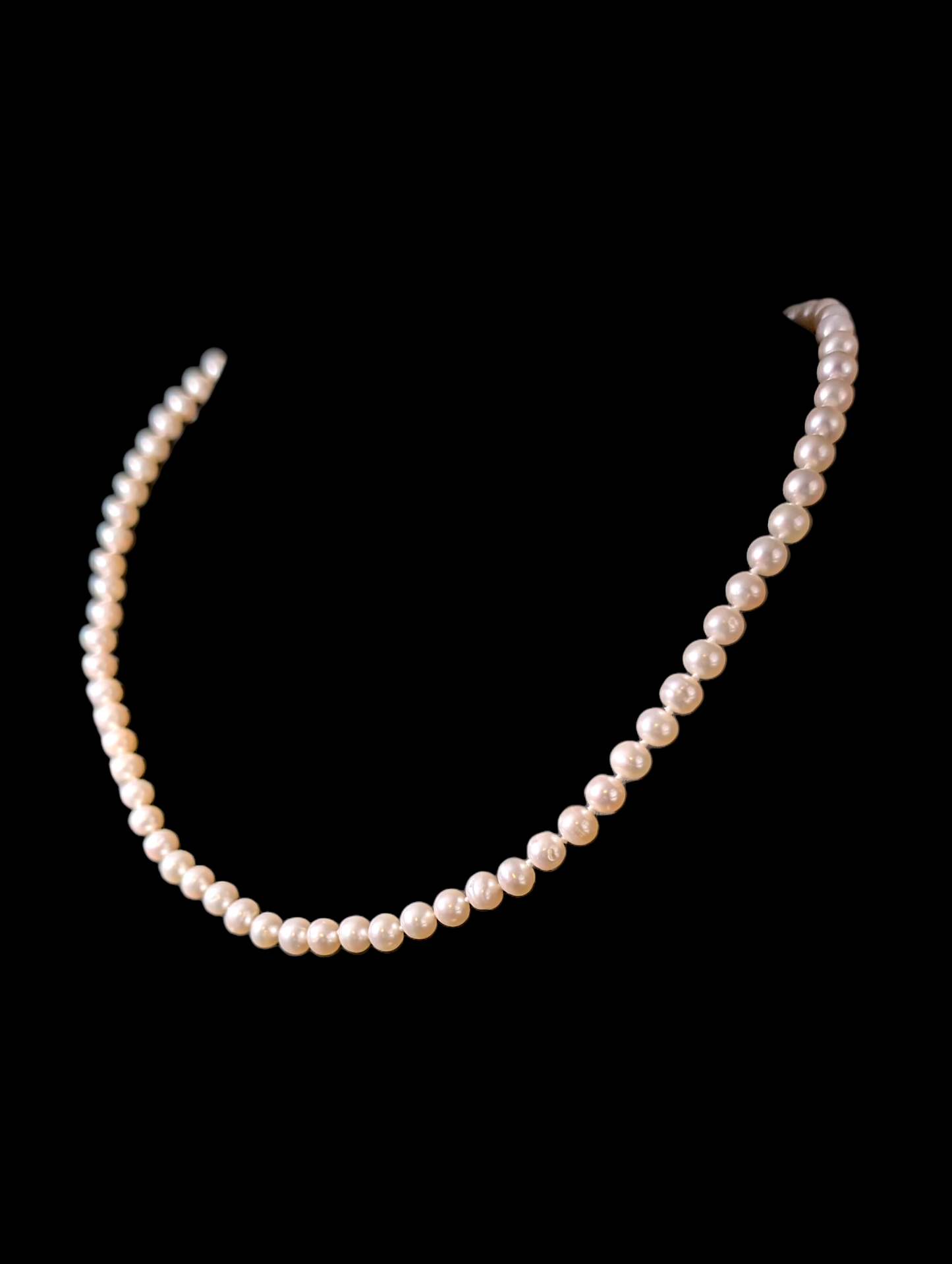 Vintage 14k Yellow Gold Hand Knotted Genuine Freshwater Pearl Beaded Single Strand Necklace
