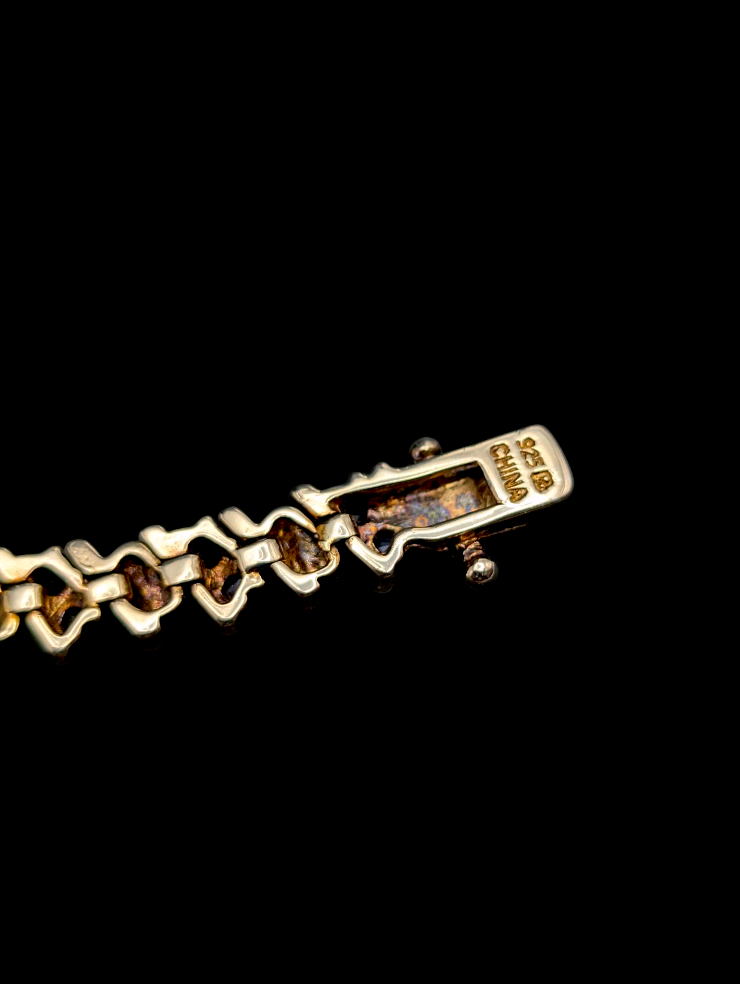 Vintage Genuine Royal Blue Sapphire and Diamond Accent 18k Yellow Gold Vermeil Tennis Bracelet
