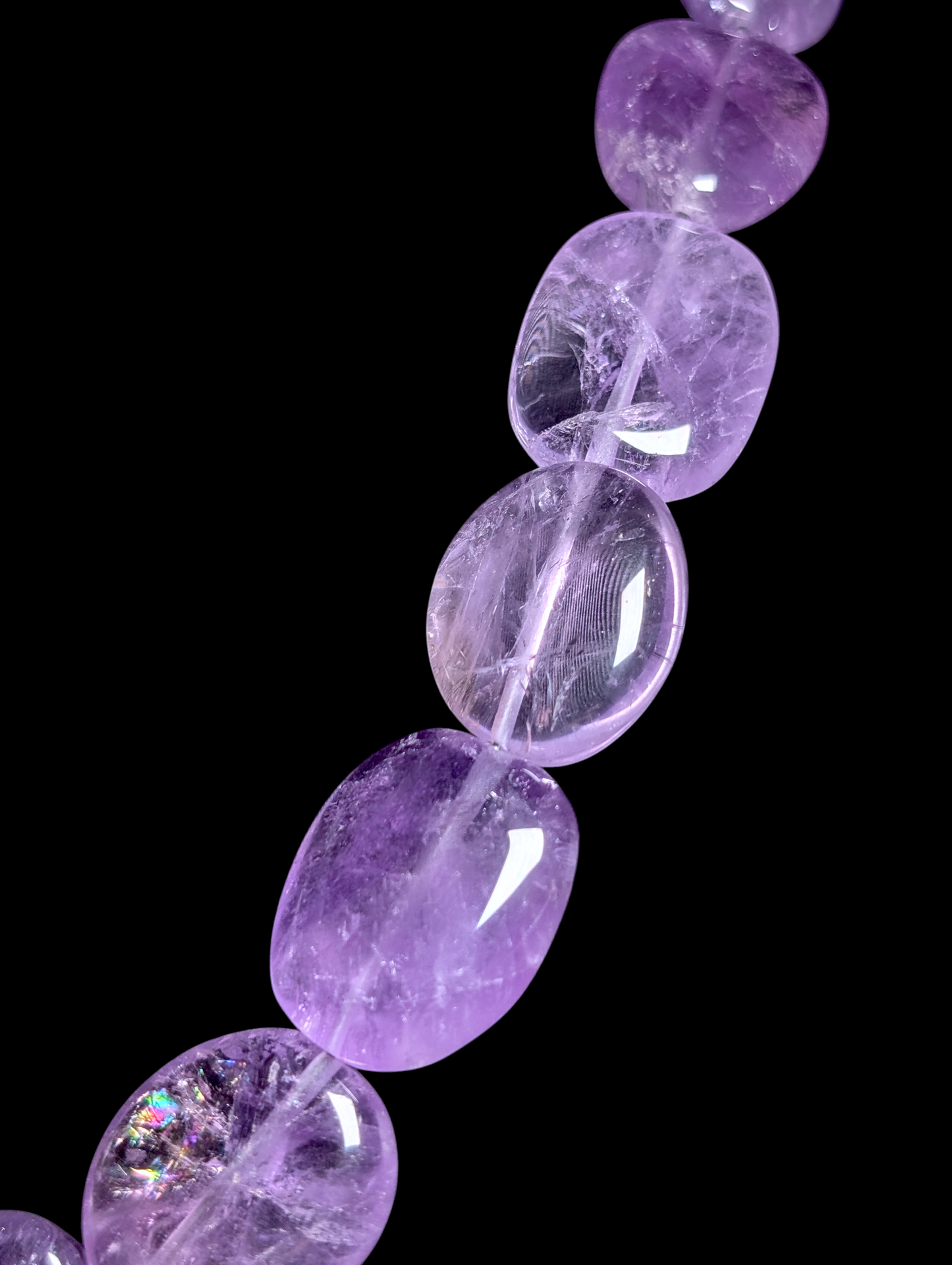 Vintage Chunky Polished Genuine Purple Amethyst Sterling Silver Necklace