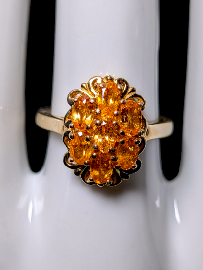 Vintage Oval Cut Orange Genuine Mandarin Spessartine Garnet 18k Yellow Gold Vermeil Ring