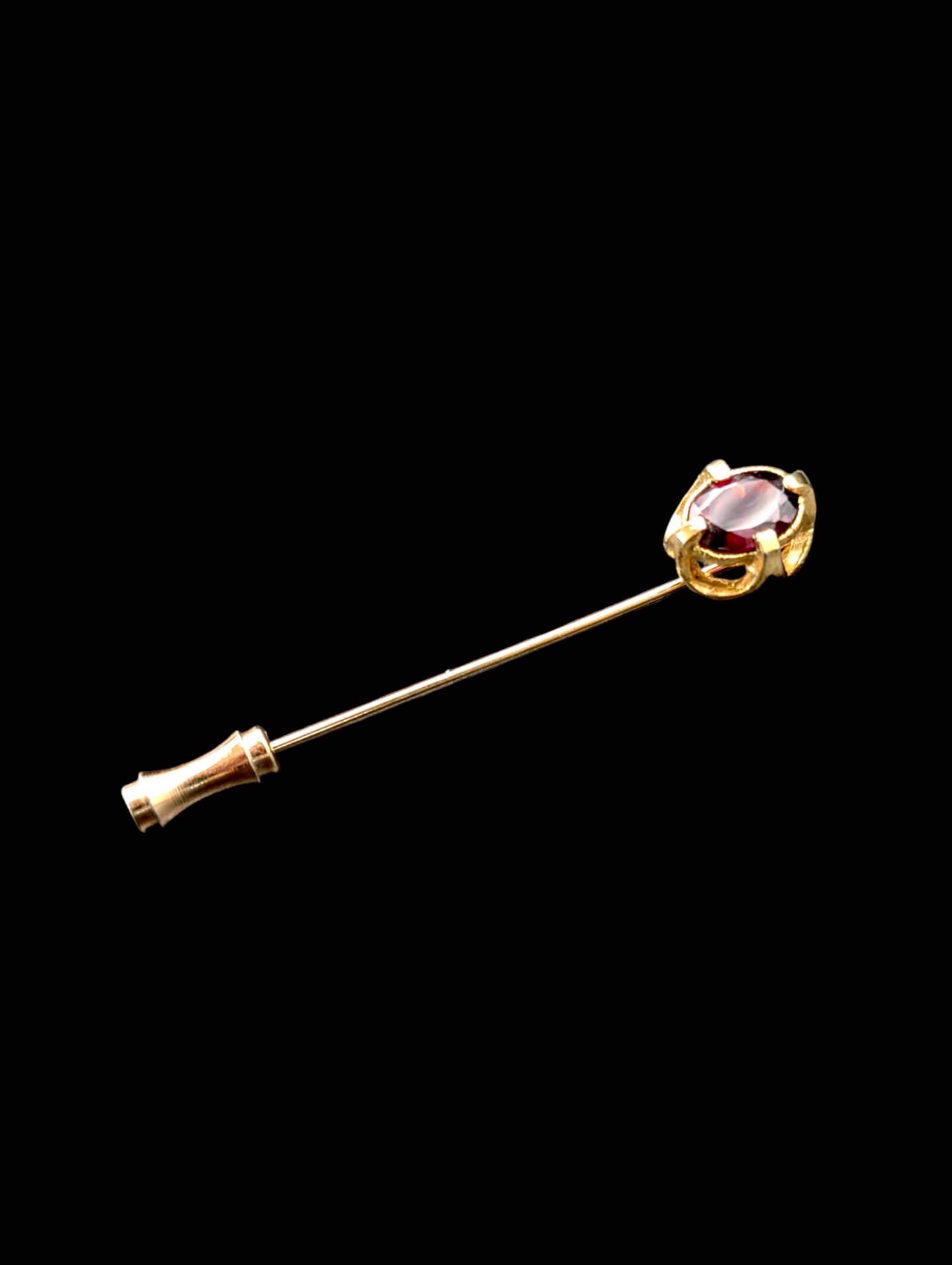 Vintage Garnet Gemstone Gold Filigree Hat Stick Pin