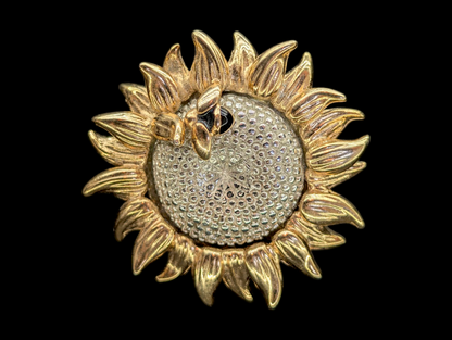 Vintage Liz Clairborne Sunflower and Bee Flower Brooch Pin