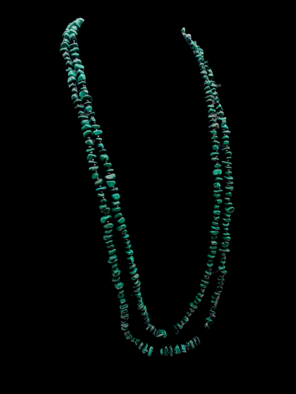 Vintage Genuine Malachite and Black Onyx Gemstone Extra Long Sterling Silver Necklace