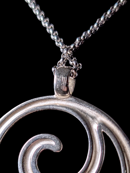 Vintage Designer James Avery Retired Sterling Spiral Pendant with Rolo Chain Sterling Silver Necklace