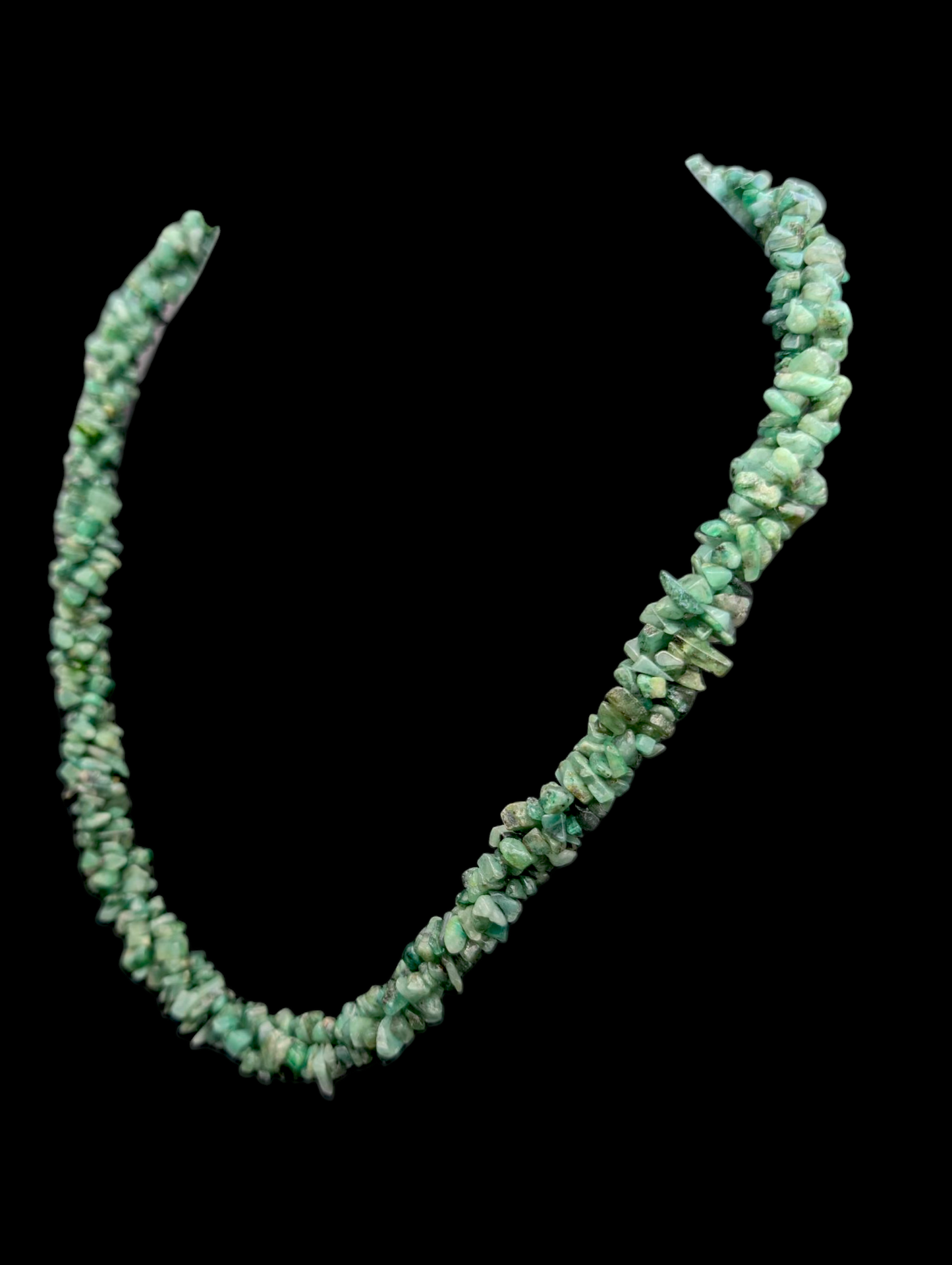 Vintage Earth Mined Genuine Emerald Gemstone Chip Sterling Silver Necklace