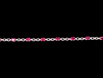 Vintage Genuine Ruby Gemstone Sterling Silver Infinity Tennis Bracelet