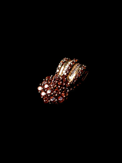 Vintage Chocolate and White Simulated Diamonds Gold over Sterling Pendant