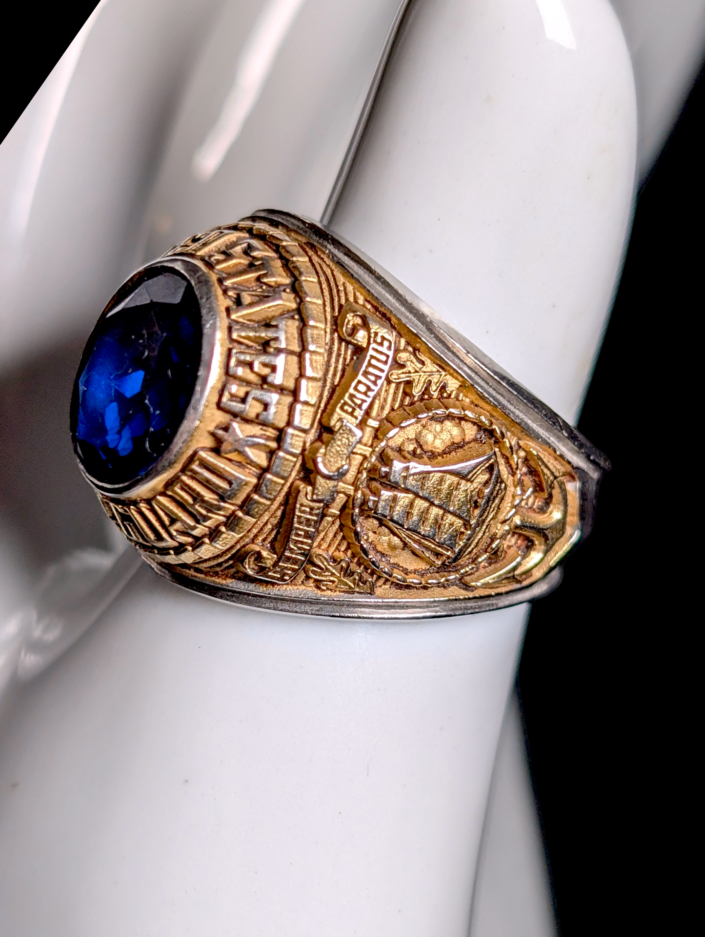 Vintage Oval Cut Bezel Set Genuine Blue Spinel Solitaire Celestrium USCG Men's Ring