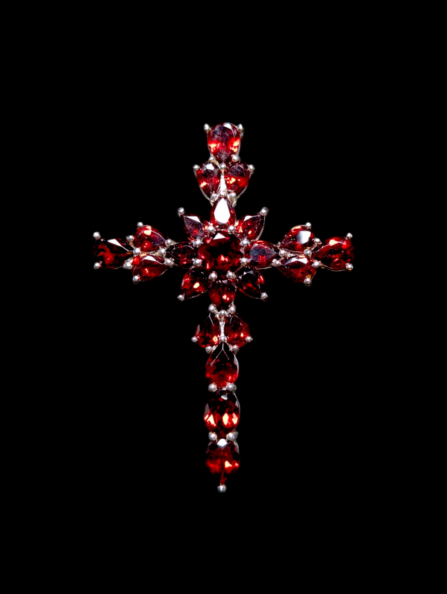 Vintage Large Cross Genuine Red Silpada Garnet Sterling Silver Pendant