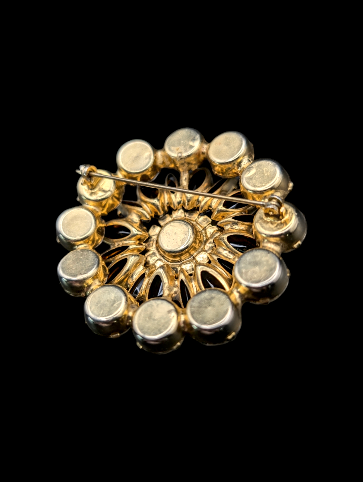 1940s Rare Large Juliana Smokey Topaz Starburst Layered Stacked Crystal Rhinestone Brooch