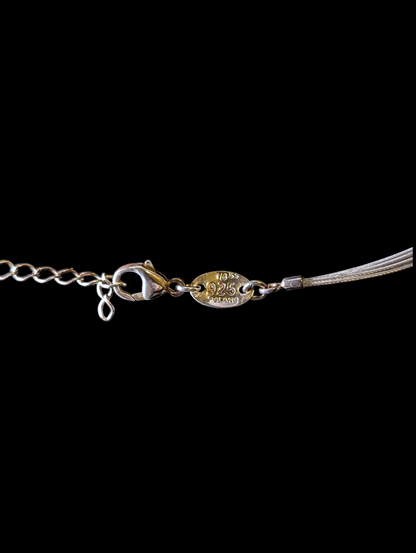 Vintage Modernist Genuine Baltic Amber Sterling Silver Poland Pendant with Necklace