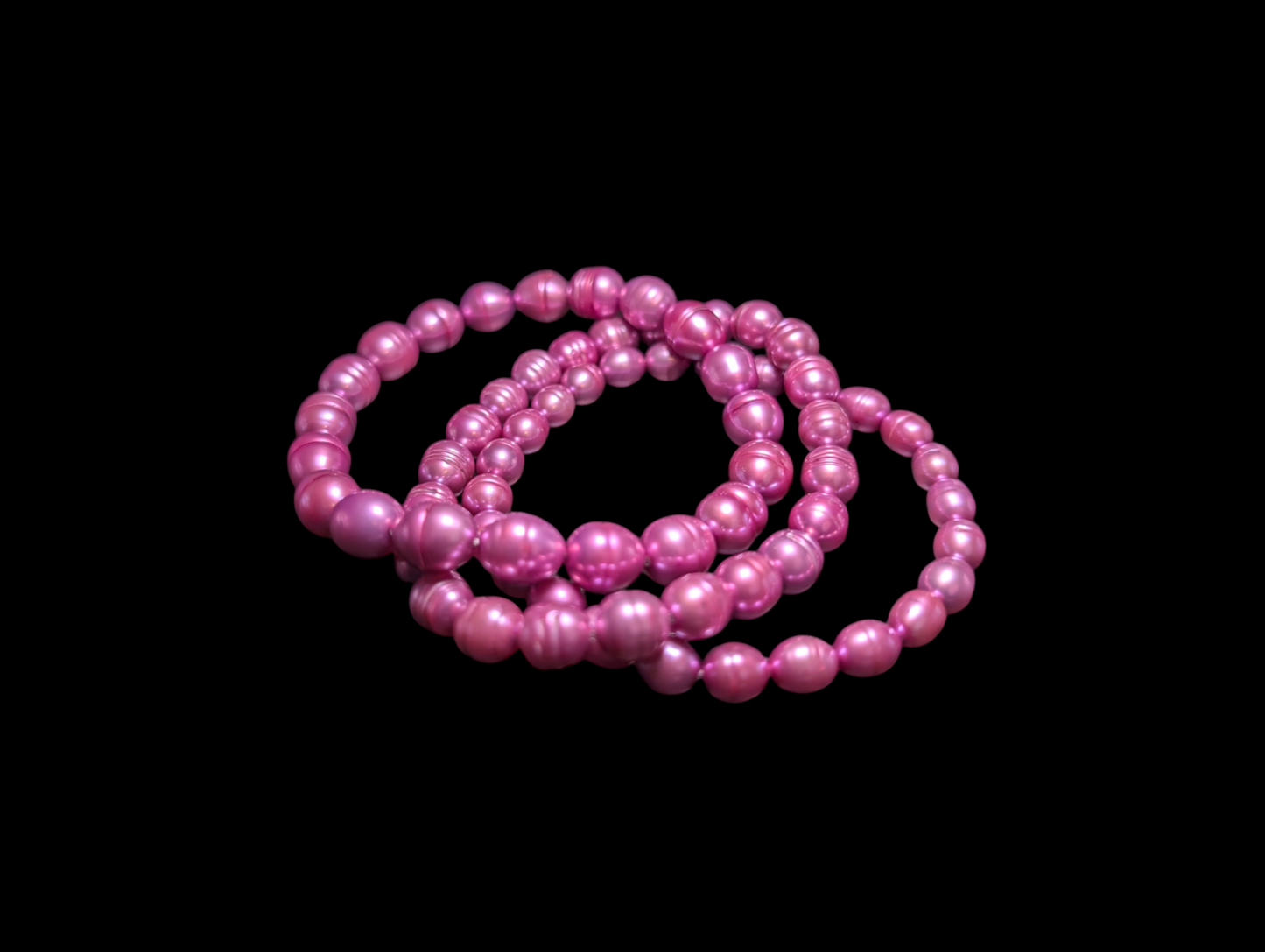 Vintage Inspired Honora Graduating Purple Genuine Pearl Hand Knotted Ring Shaped Necklace and Bracelet Set