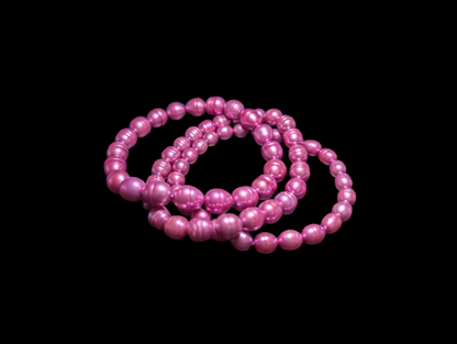 Vintage Inspired Honora Graduating Purple Genuine Pearl Hand Knotted Ring Shaped Necklace and Bracelet Set