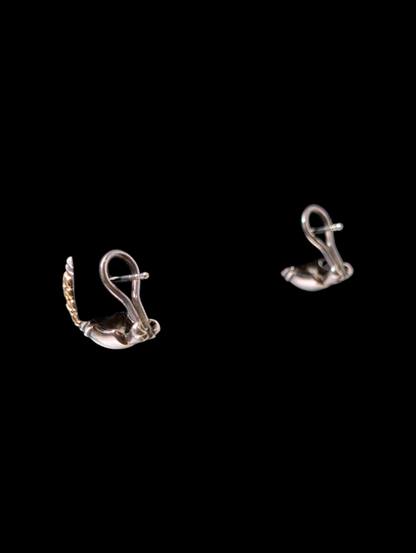 Vintage Gabrielle Bruni Earth Mined Genuine Diamond Huggies 14k Gold and Sterling Silver Flower Blossom Earrings