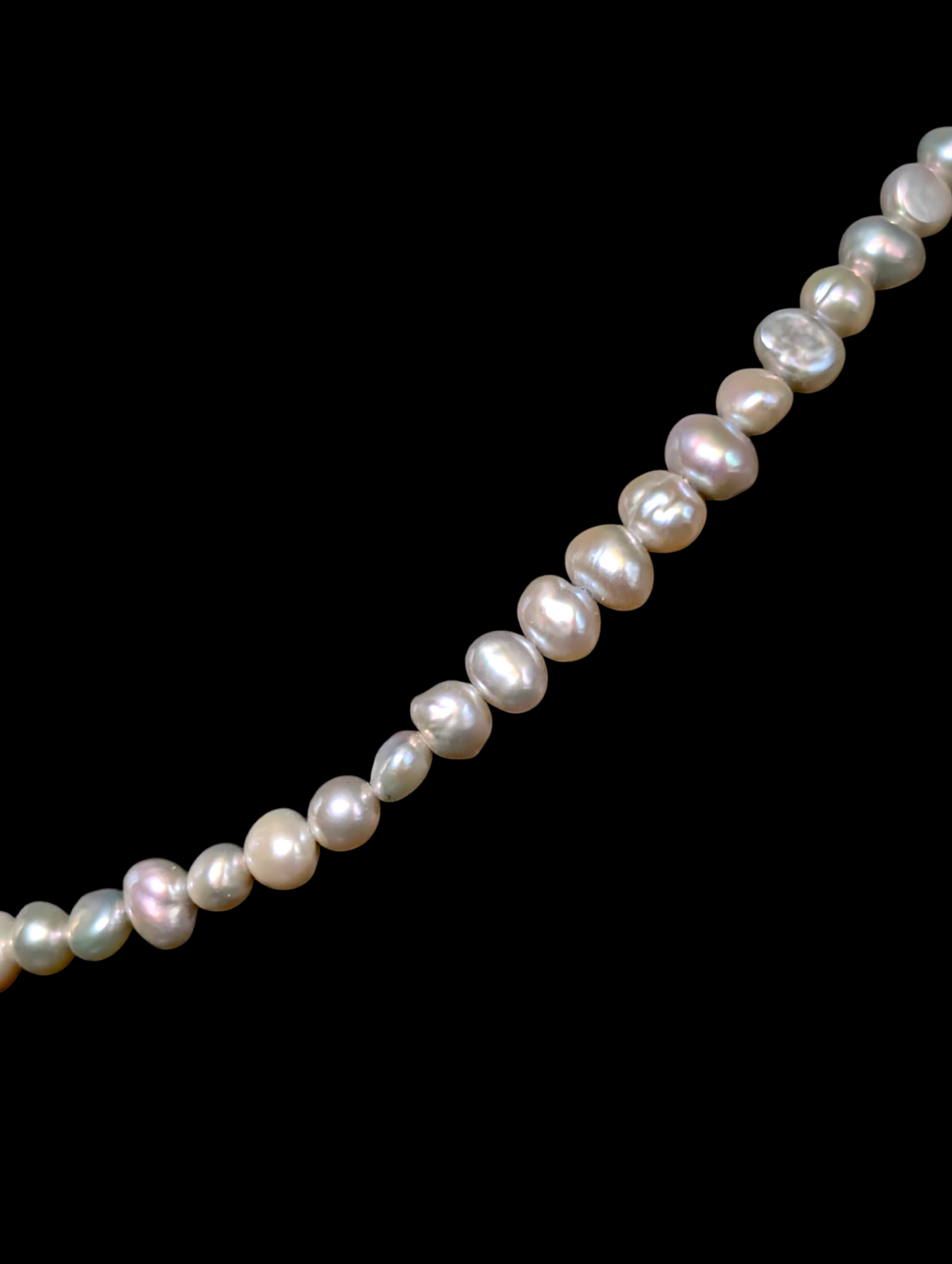 Vintage Genuine Gray Freshwater Pearl Gold Toned Box Clasp Necklace