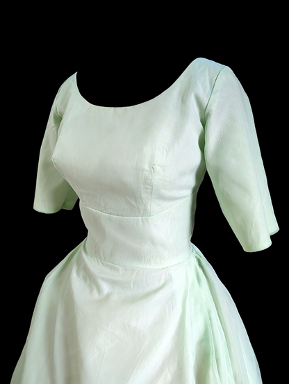 1950s - 1960s Mint Green Two Piece Short Dress with Detachable Long Skirt
