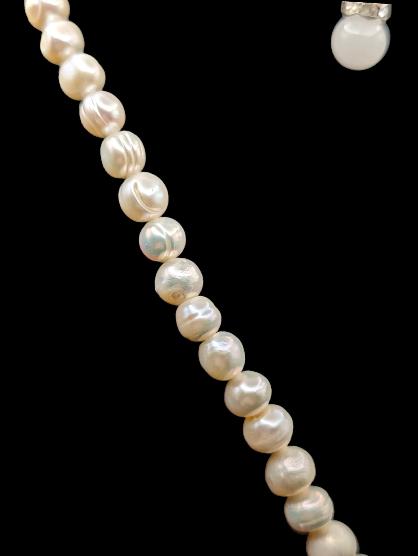 Vintage Sterling Silver Genuine Baroque Freshwater 7mm Pearl Necklace