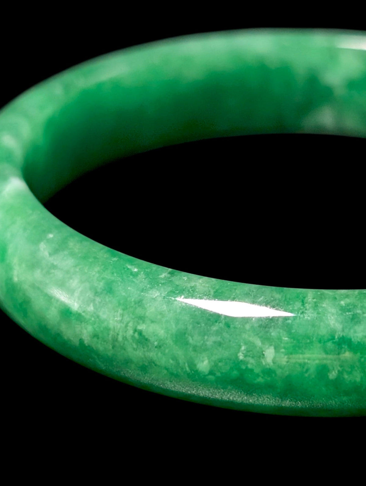 Vintage Genuine Green Jadeite 11.75mm Thick Bangle Bracelet